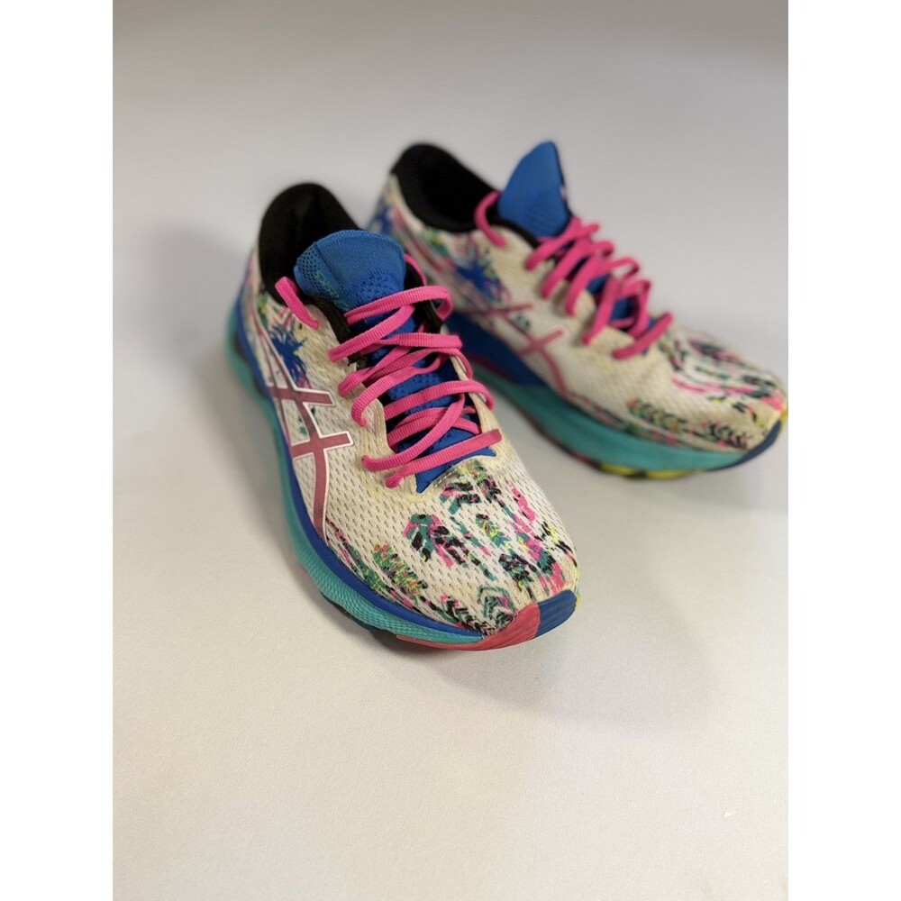 Asics Gel Nimbus 24 Womens Sz 8.5 M Tropical White Pink Running Sneakers Shoes - Picture 5 of 15